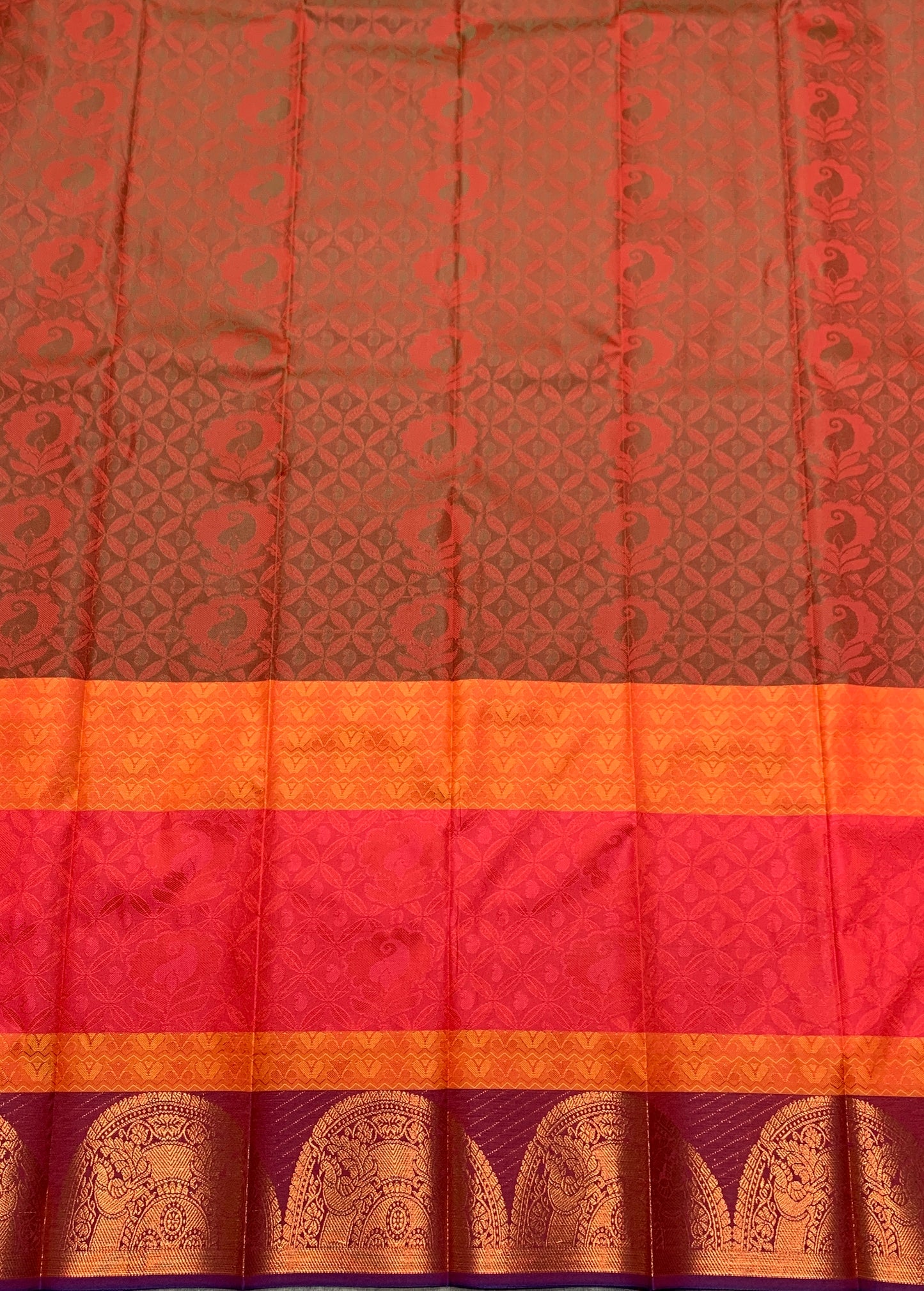Synthetic Cotton Saree Maroon Colour with Copper Border