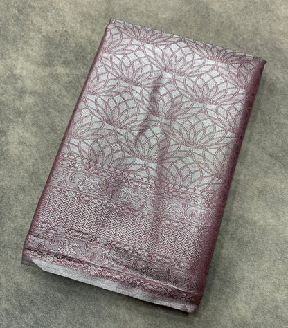 Fancy Tissue Saree Onion Pink Colour with Self Design Border