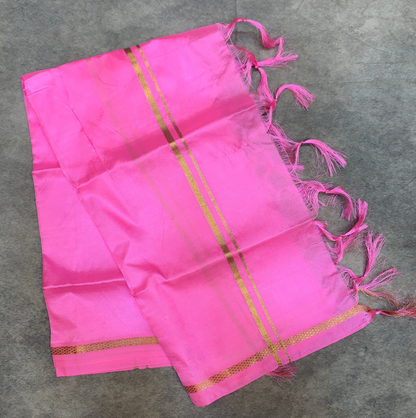 2 Mulam Silk Pooja Towel Baby Pink Colour