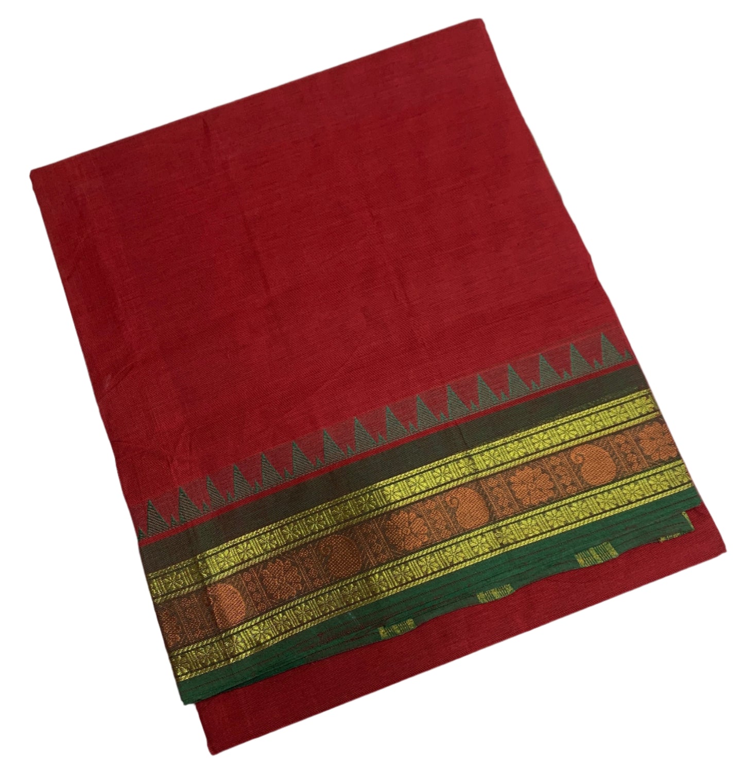 Chettinad Cotton Saree Maroon Colour with Green Border
