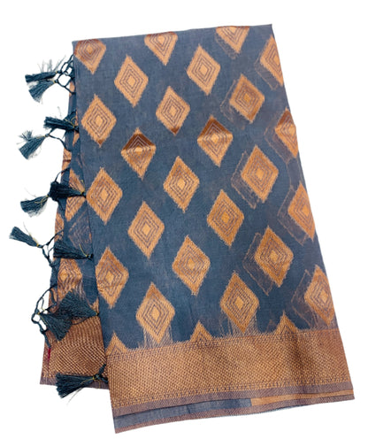 Banaras Katan Saree Gray Colour