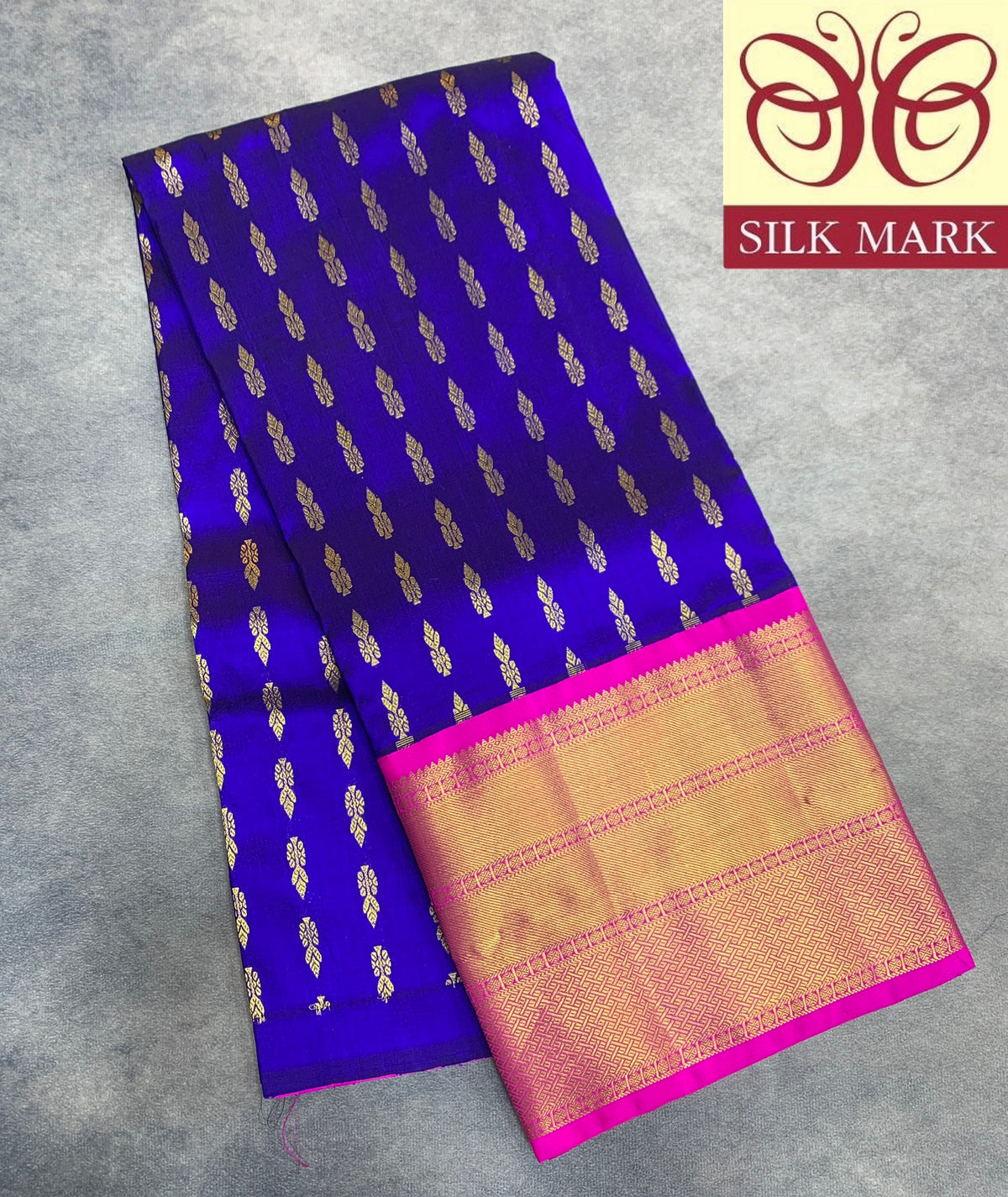 Blue Shade Pure Kanchipuram Kids Pattu Pavadai with Contrast Border for age 5 to 10