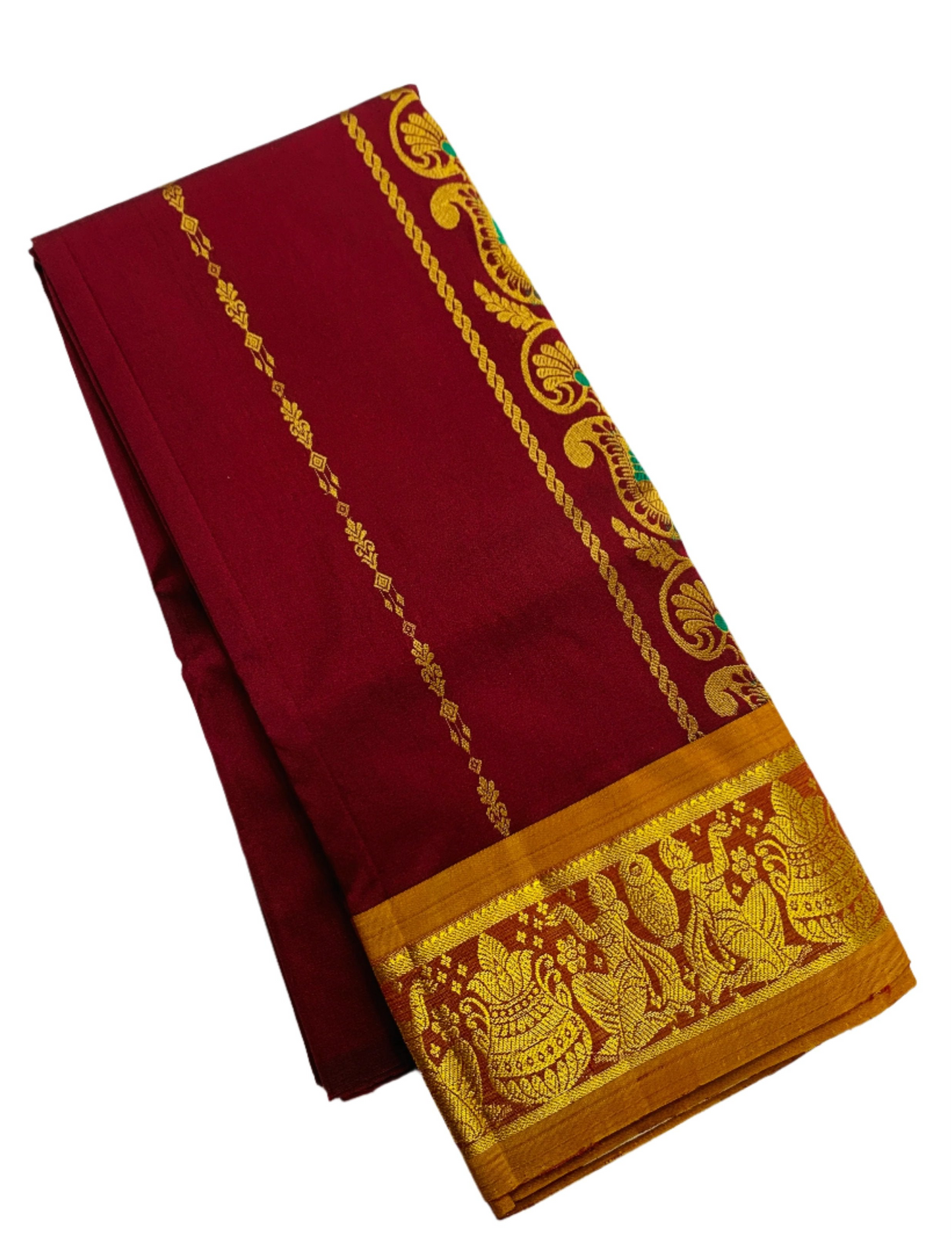 Brown shade Semi silk Kids Pattu Pavadai with Contrast border for age 2 to 5