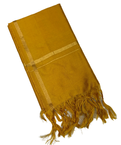 Silk Pooja Towel Golden Yellow Colour