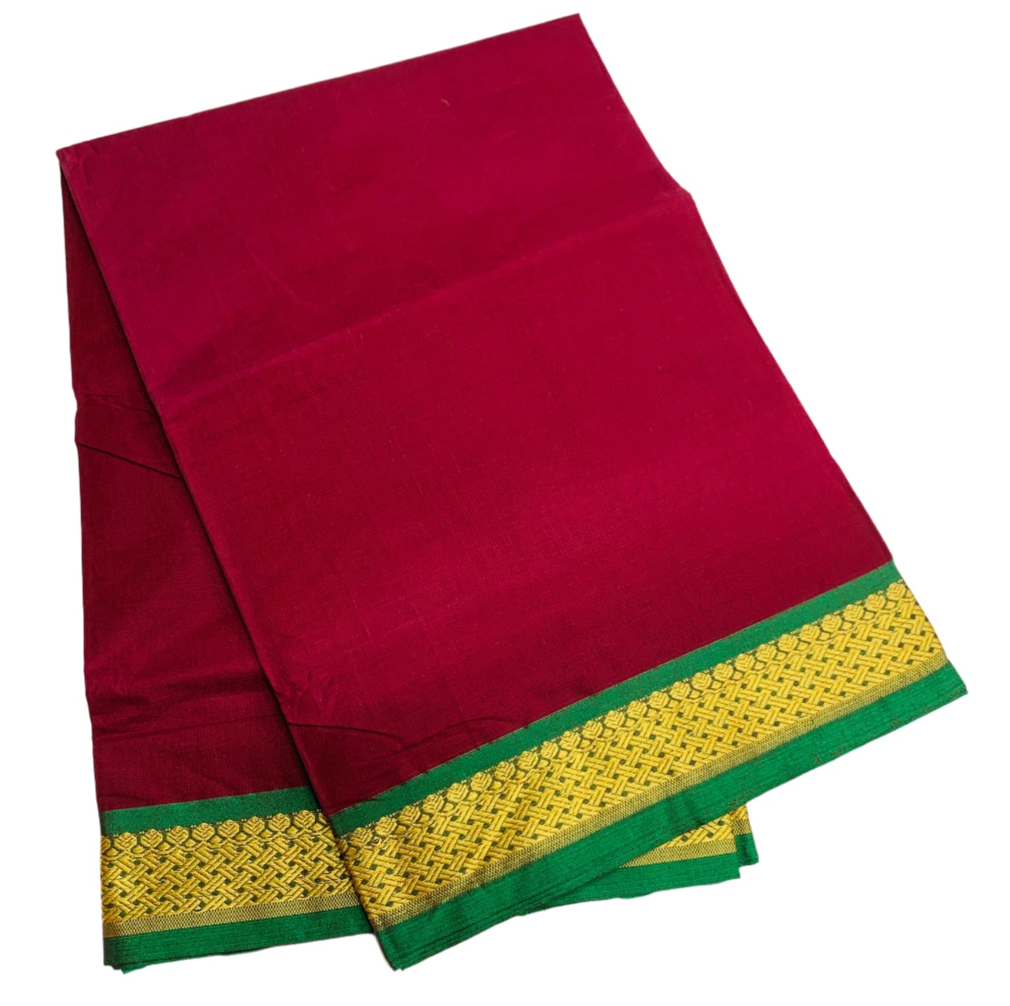 Chettinad Cotton Saree Brown Shade with Green Border
