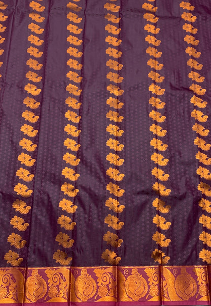 Vegan Silk Saree Navapalam Colour Saree with Copper Border