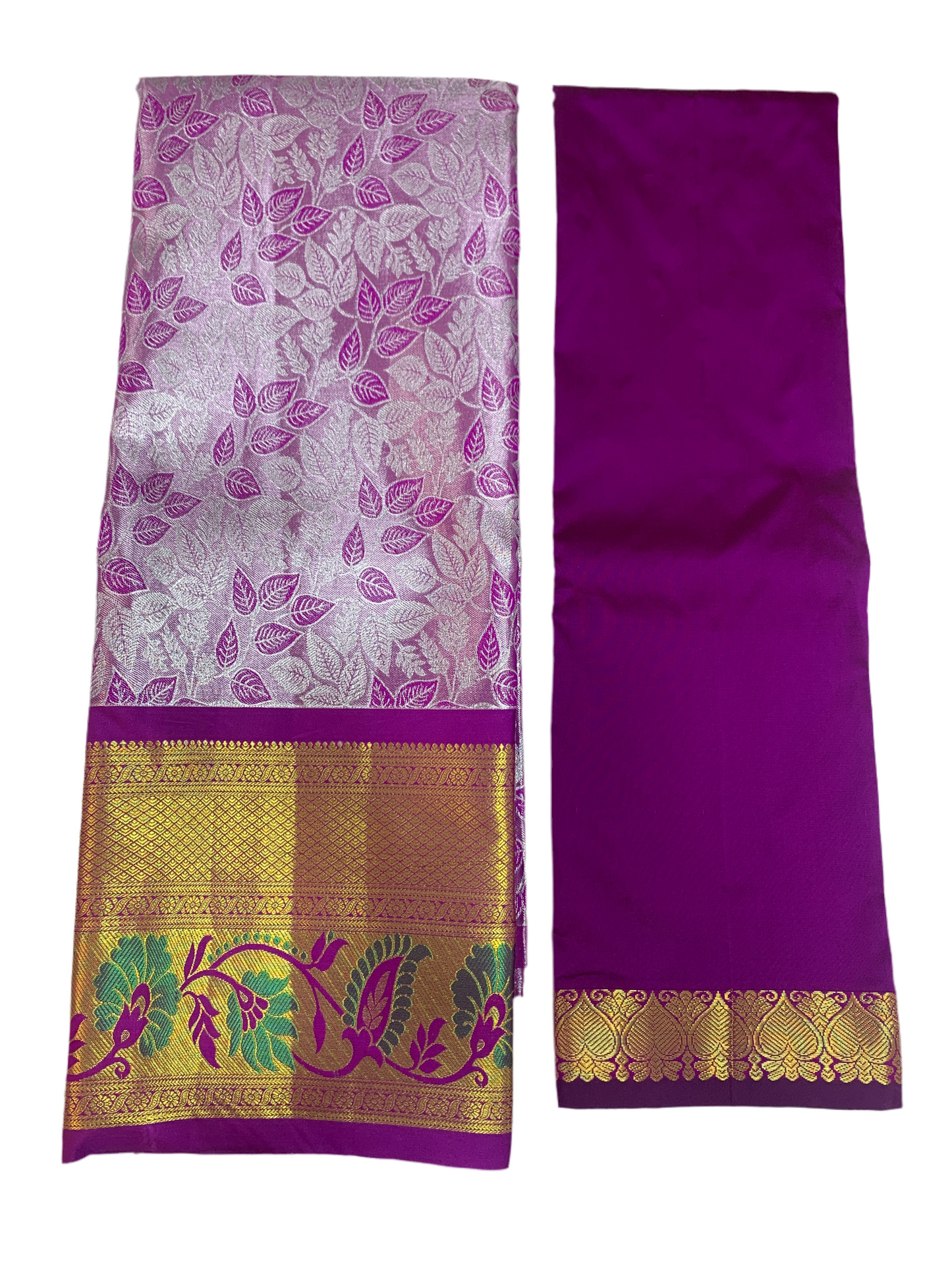 Lavender Shade Vegan Silk Half Saree Contrast Border for age above 10 years