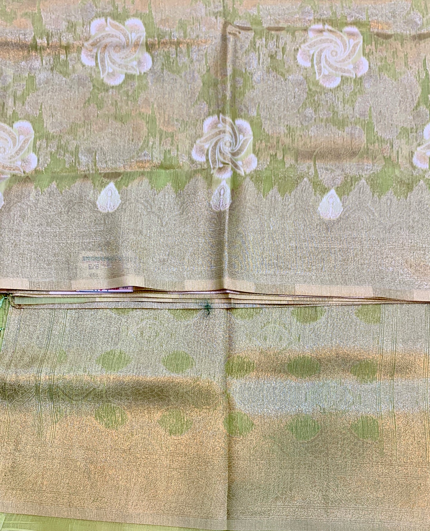 Banaras Katan Saree Apple Green Colour with Katan Work Border