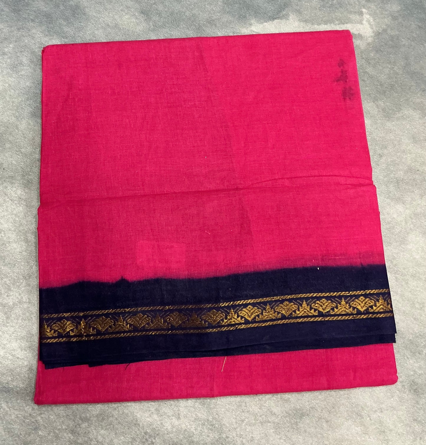 Chettinad Cotton Saree Pink Colour with Navy Blue Colour Border
