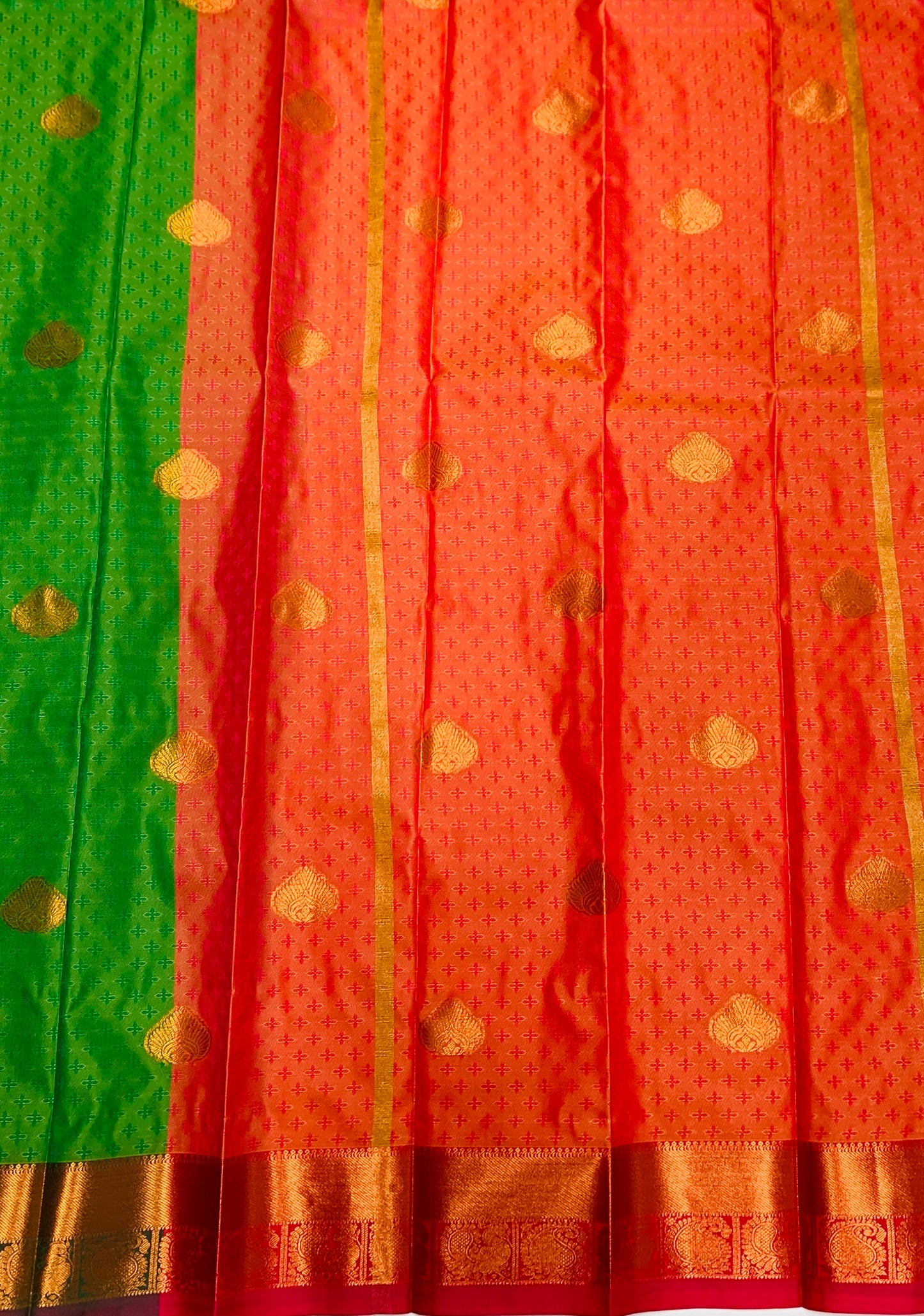 Light Green Shade Silk Cotton Saree with Copper Zari Border