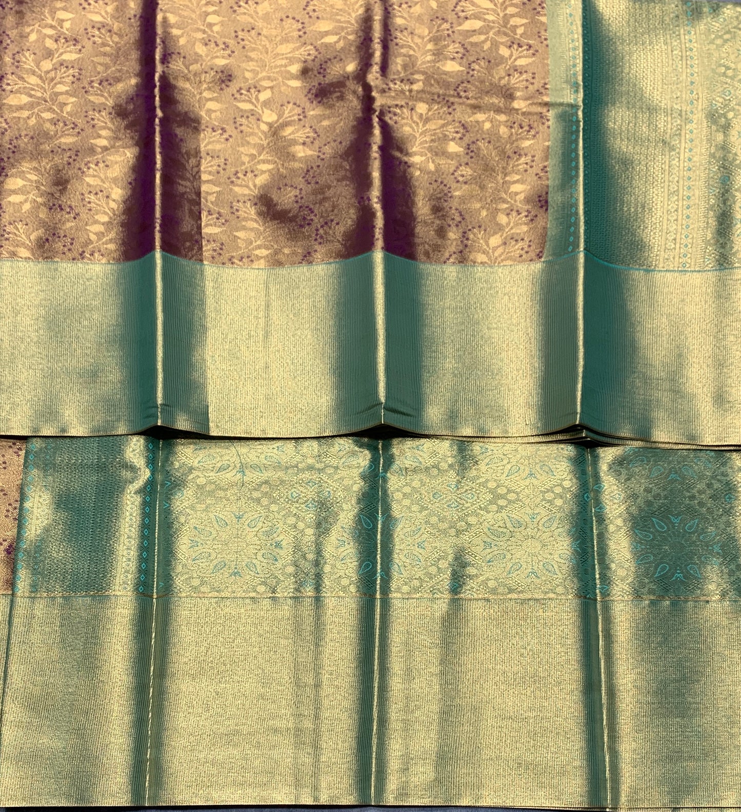 Fancy Tissue Saree Violet Colour with Green Colour Border