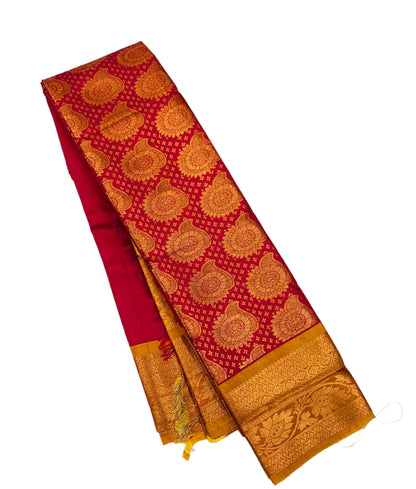 Vegan Silk Saree Pink Colour with Copper Border