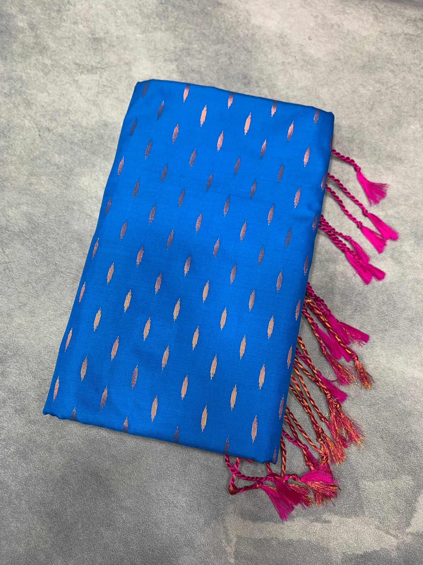 Soft Vegan Silk Saree Sky Blue Colour with Pink and Copper Border