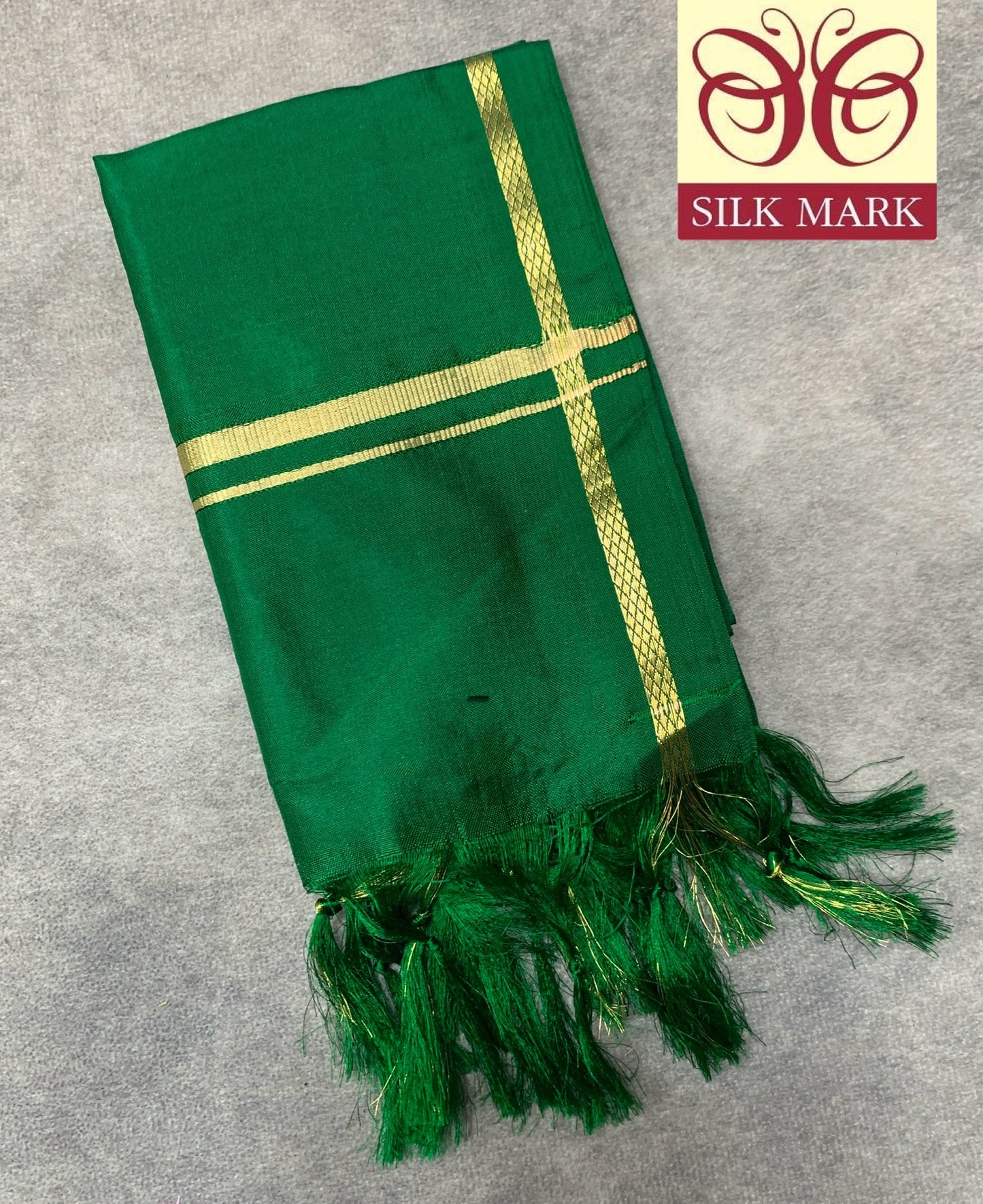 2 Mulam Silk Pooja Towel Green Colour