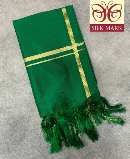 2 Mulam Silk Pooja Towel Green Colour
