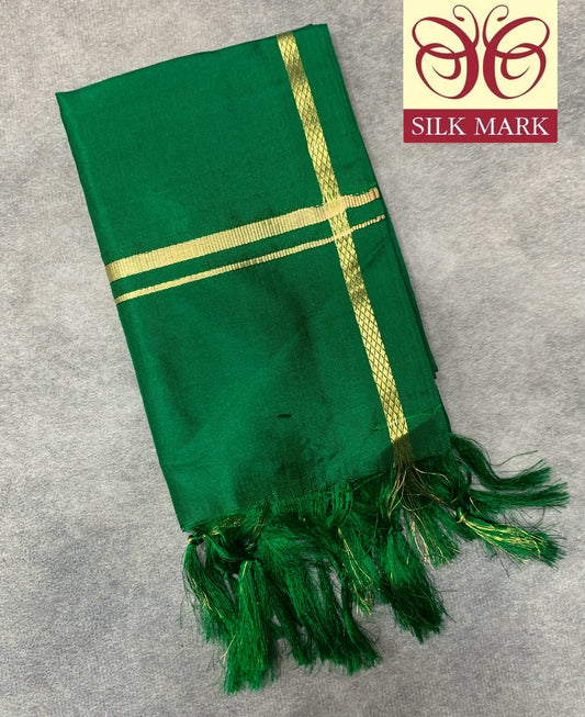 2 Mulam Silk Pooja Towel Green Colour