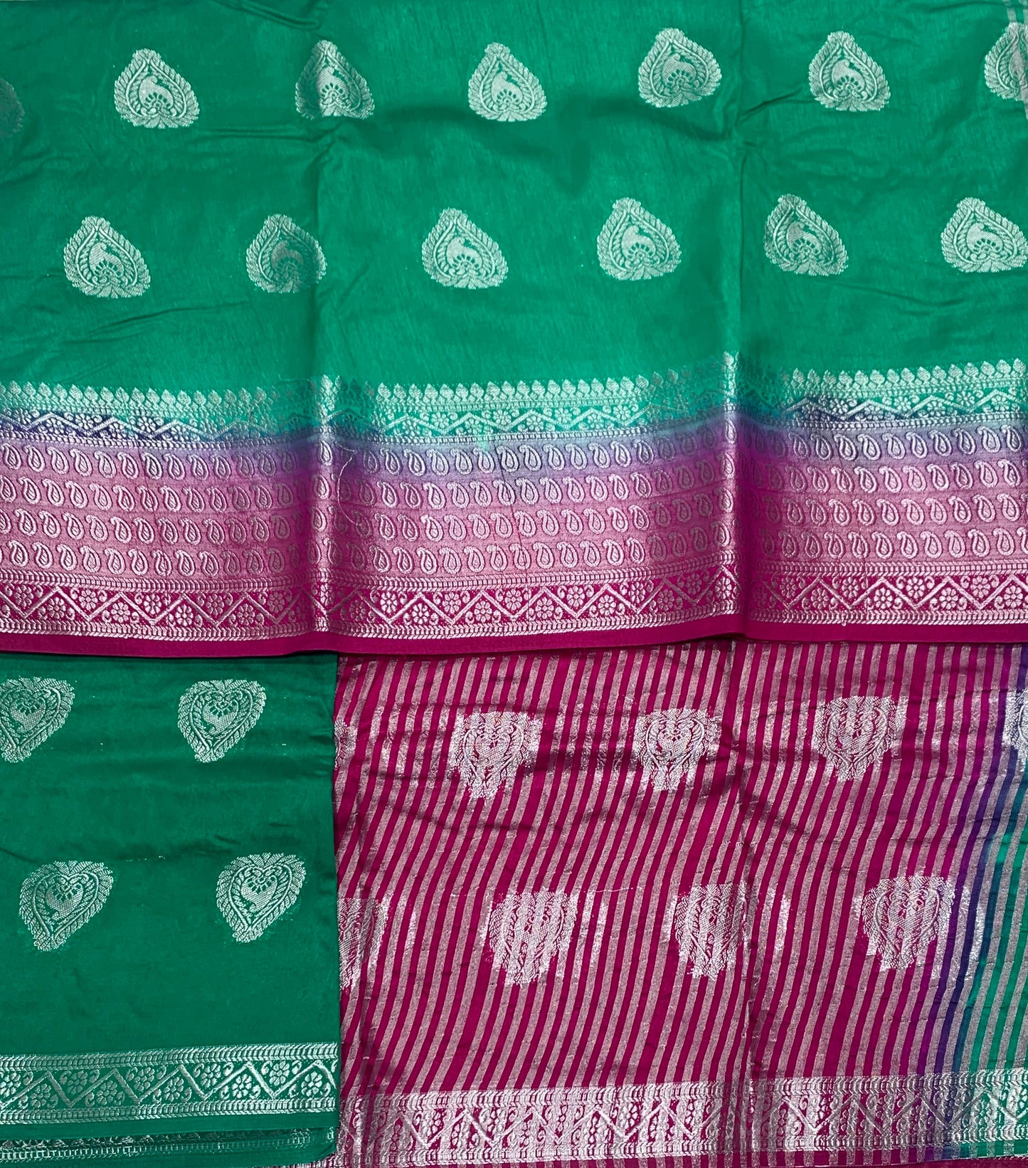 Tussar Saree Colour Sapphire Colour with Pink Border