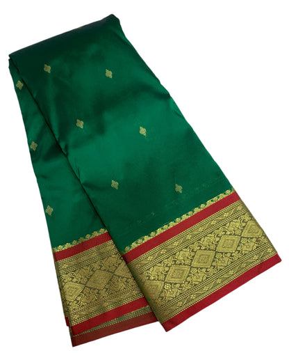 Green Shade Saree with Golden and Red Border