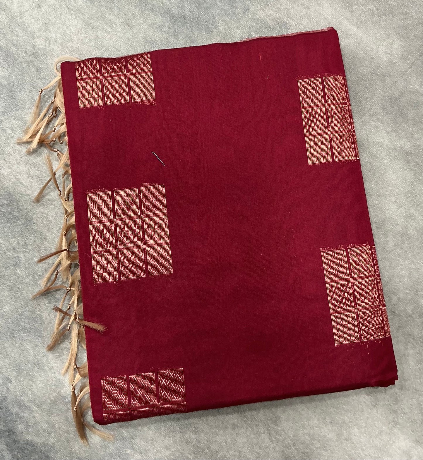 Maroon Shade Silk Cotton Saree with Tussar Colour Border