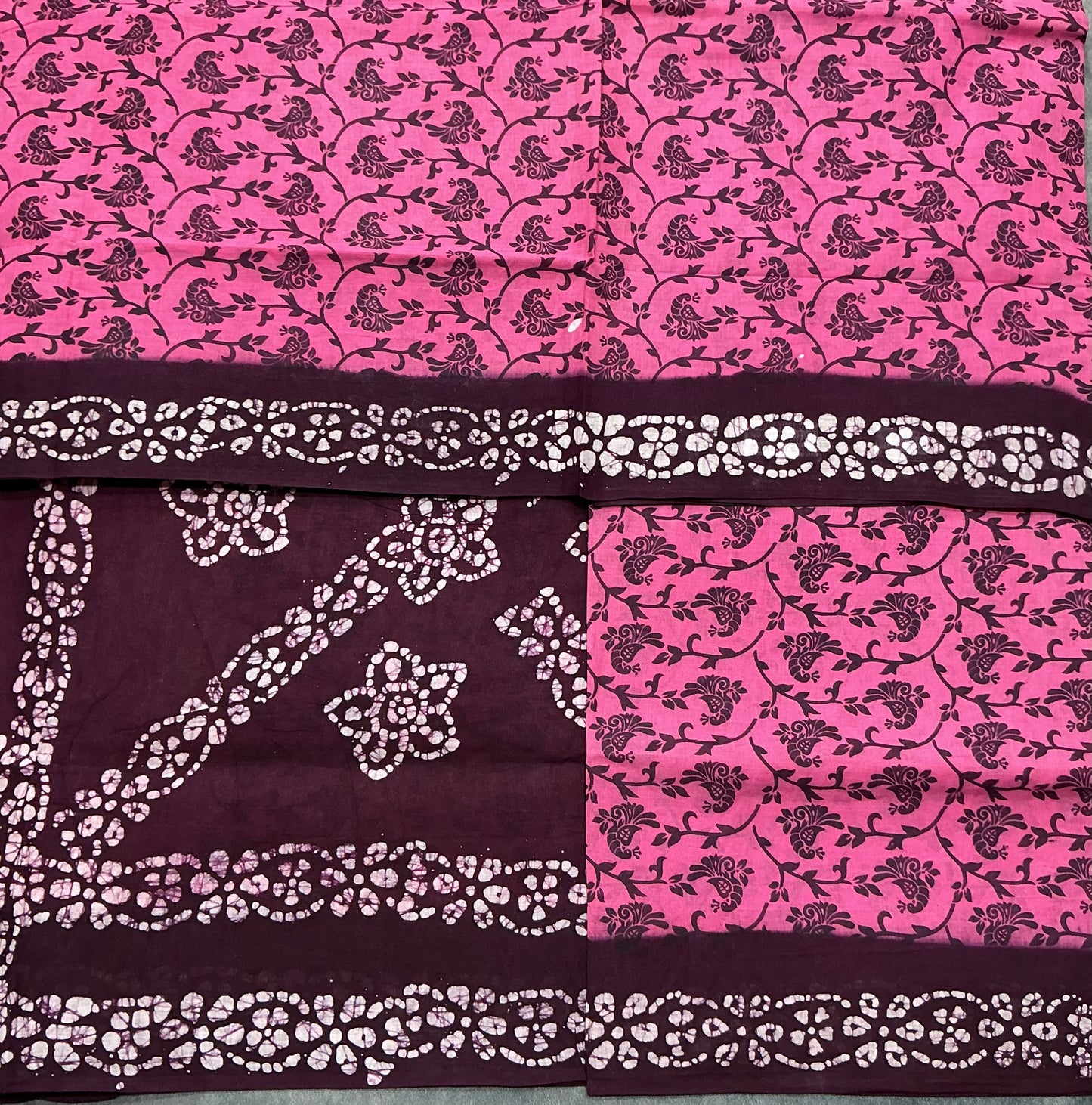 Chettinad Sungudi Cotton Lotus Pink Colour with Magenta Colour Border