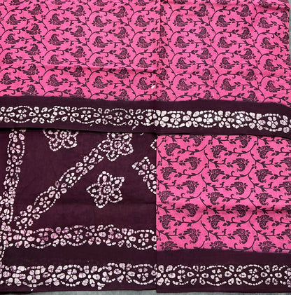 Chettinad Sungudi Cotton Lotus Pink Colour with Magenta Colour Border