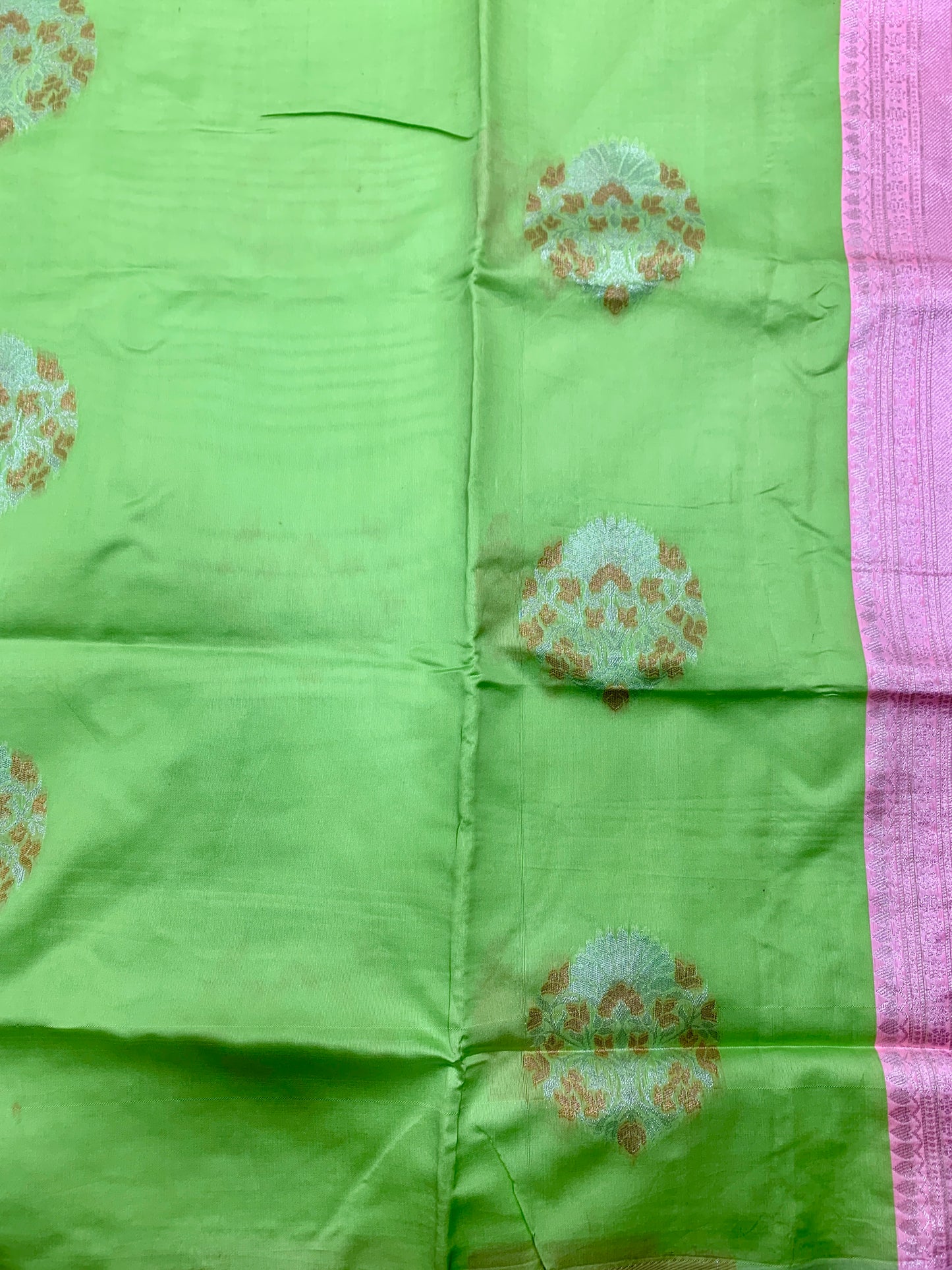 Paper Silk Saree Pista Green Colour with Borderless
