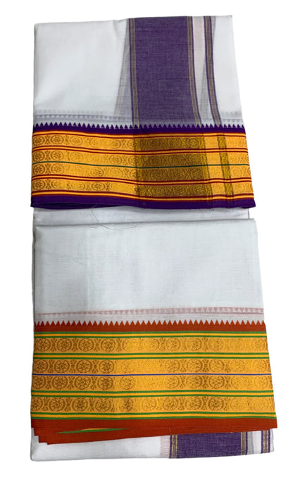 9X5 Cotton Dhoti White Colour with Yellow Border