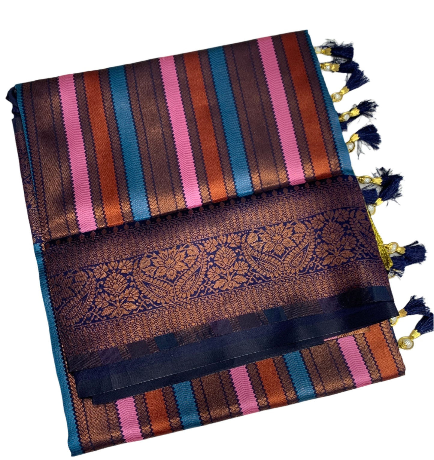 Art Silk Saree Navy Blue Colour Saree with Navy Blue Border