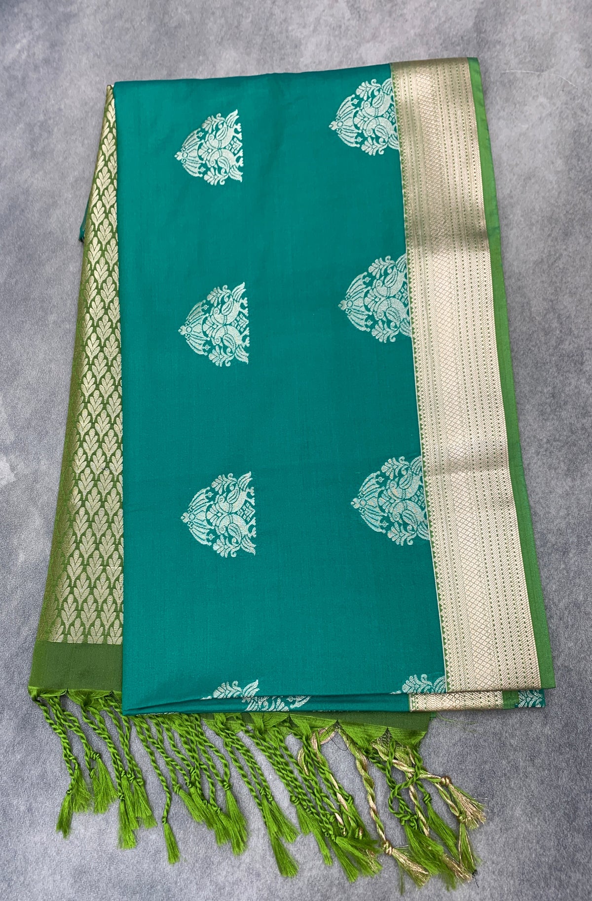 Art Silk Saree Light Green Colour with Olive Green Colour Border
