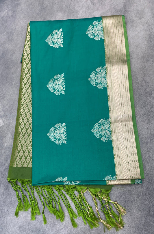 Art Silk Saree Light Green Colour with Olive Green Colour Border