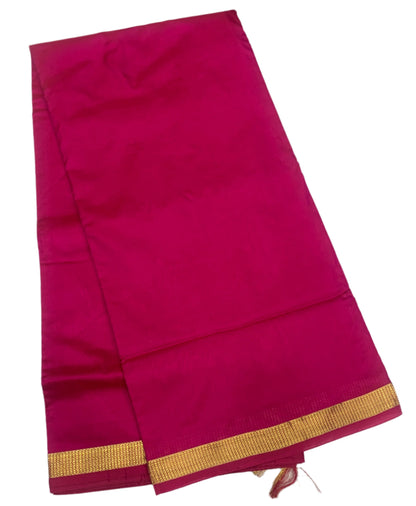 9 yards Pure Kanchipuram Silk Saree Pink Colour