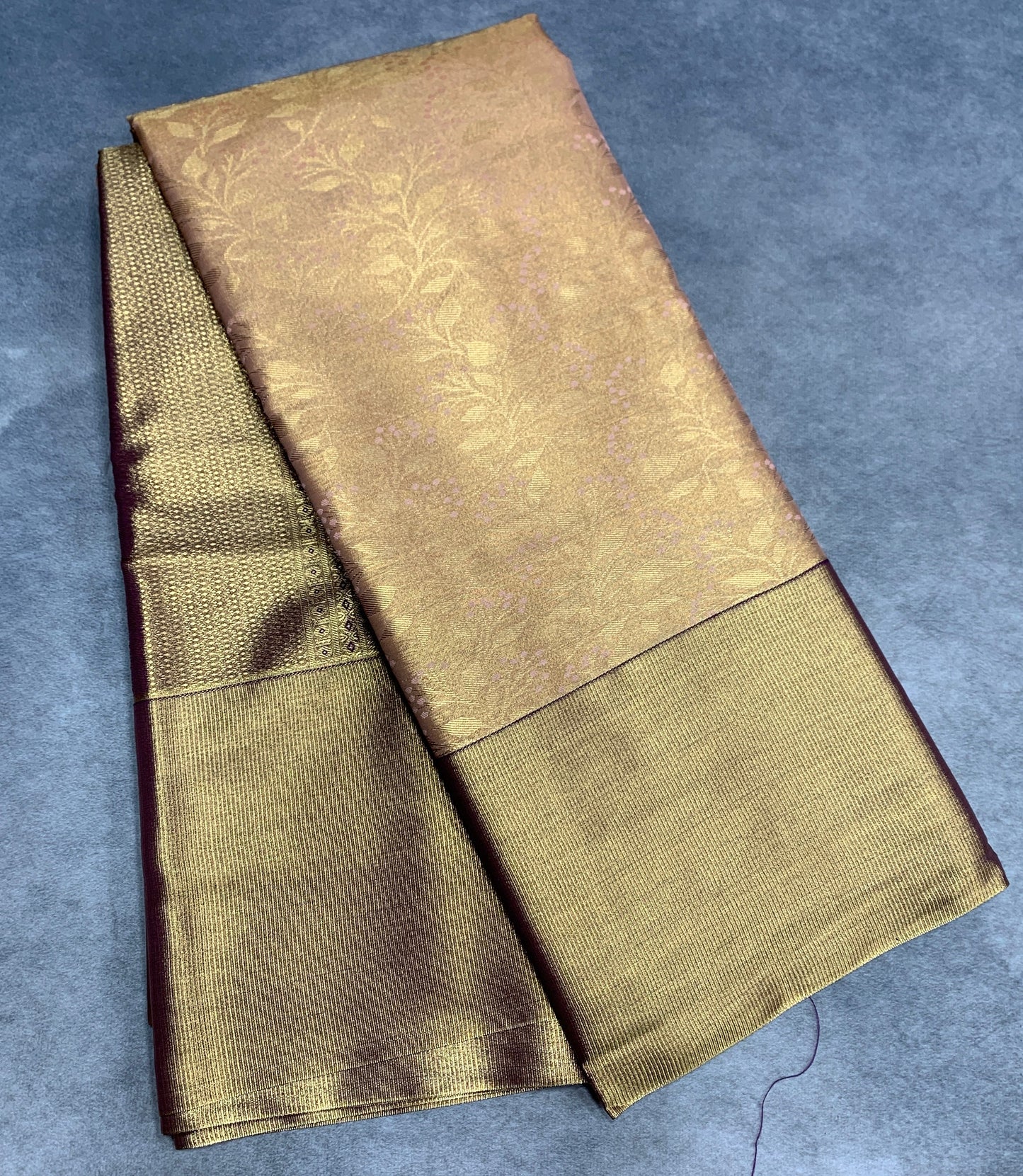 Fancy Tissue Saree Peach Colour with Light Copper Colour
