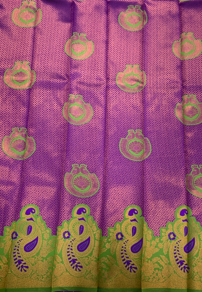 Art Silk Saree Purple Colour with Light Green  Border