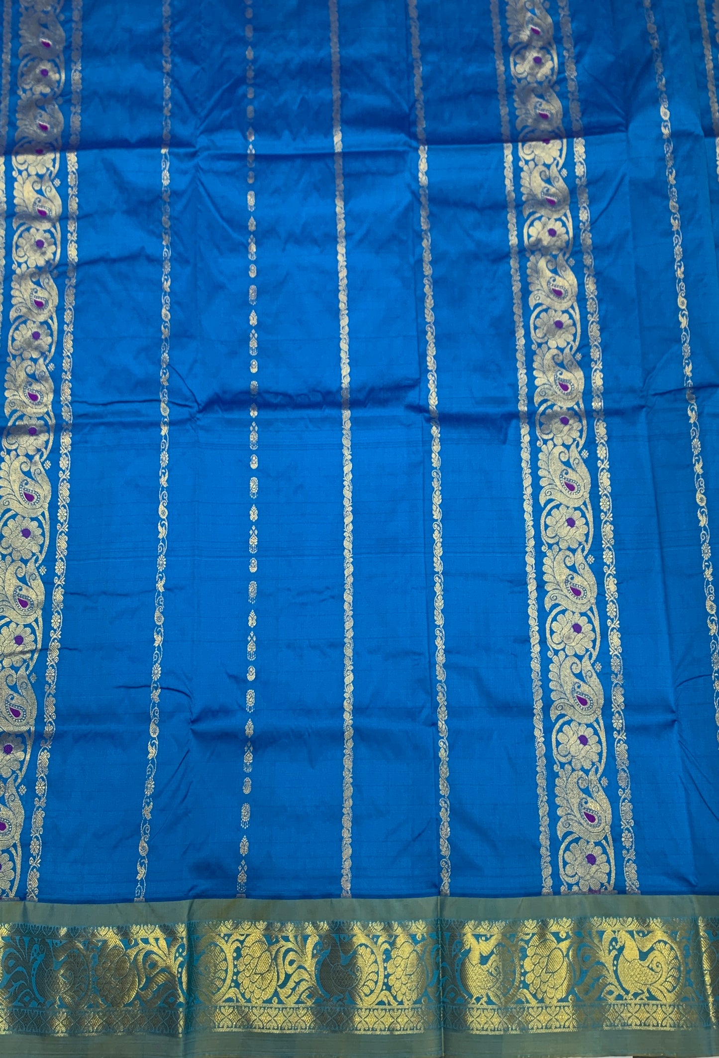 Sky Blue shade Semi Silk Kids Pattu Pavadai with Self Border for age above 10 years