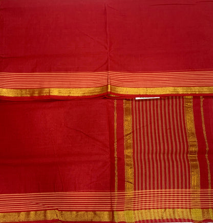 Chettinad Cotton Saree Marron with Zari Border