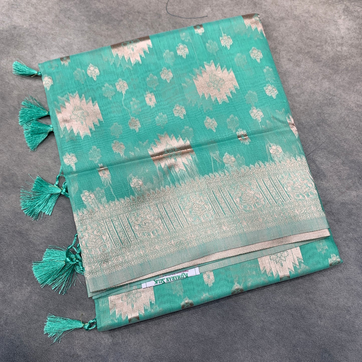 Banaras Katan Saree Sapphire Colour with Katan Work Border