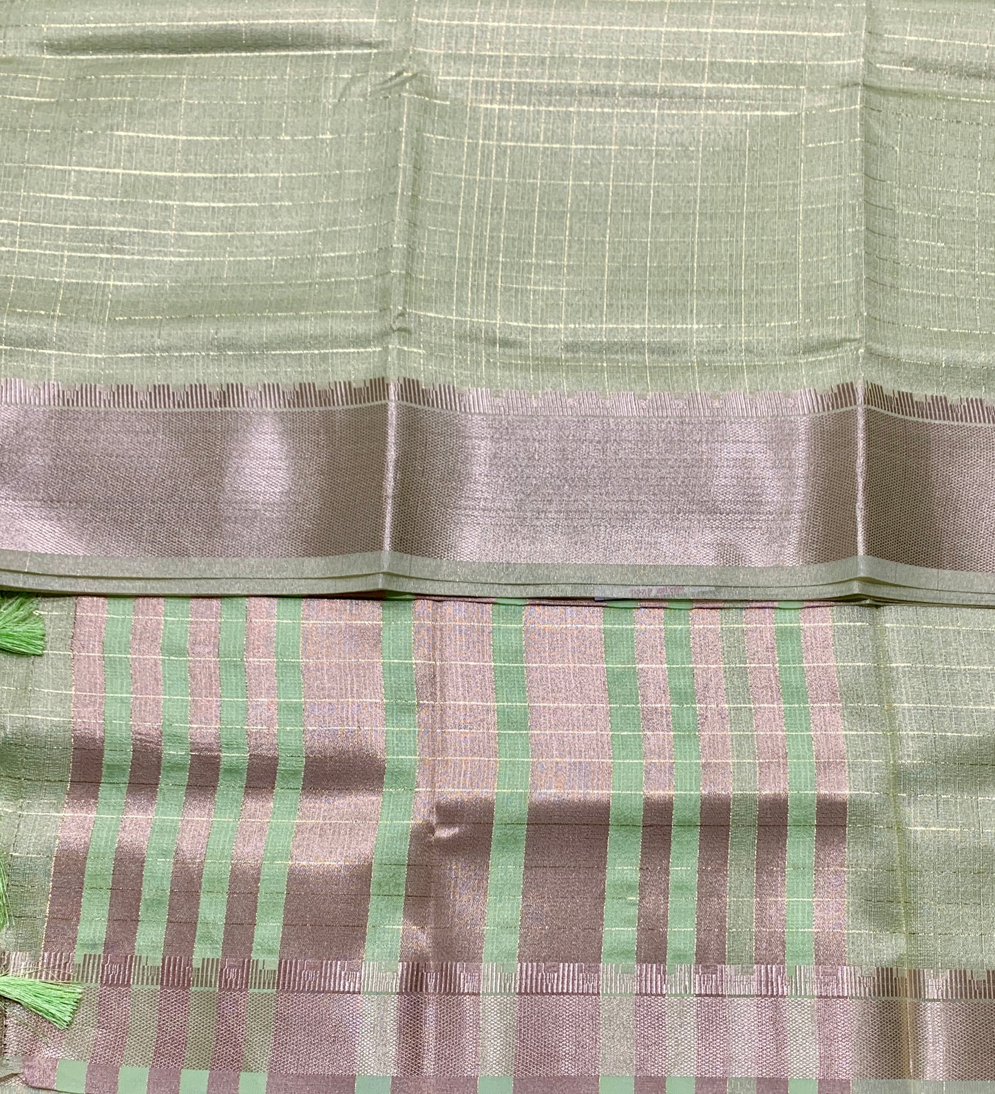 Banaras Katan Saree Light Pista Green Colour with Katan Work Border