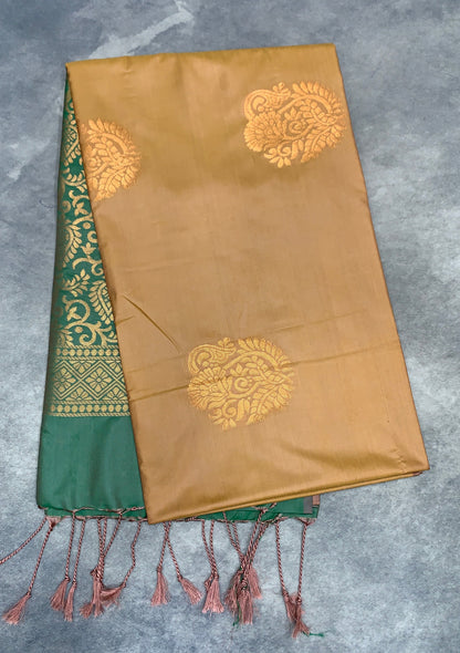 Art Silk Saree Mustard Gold Colour with Borderless