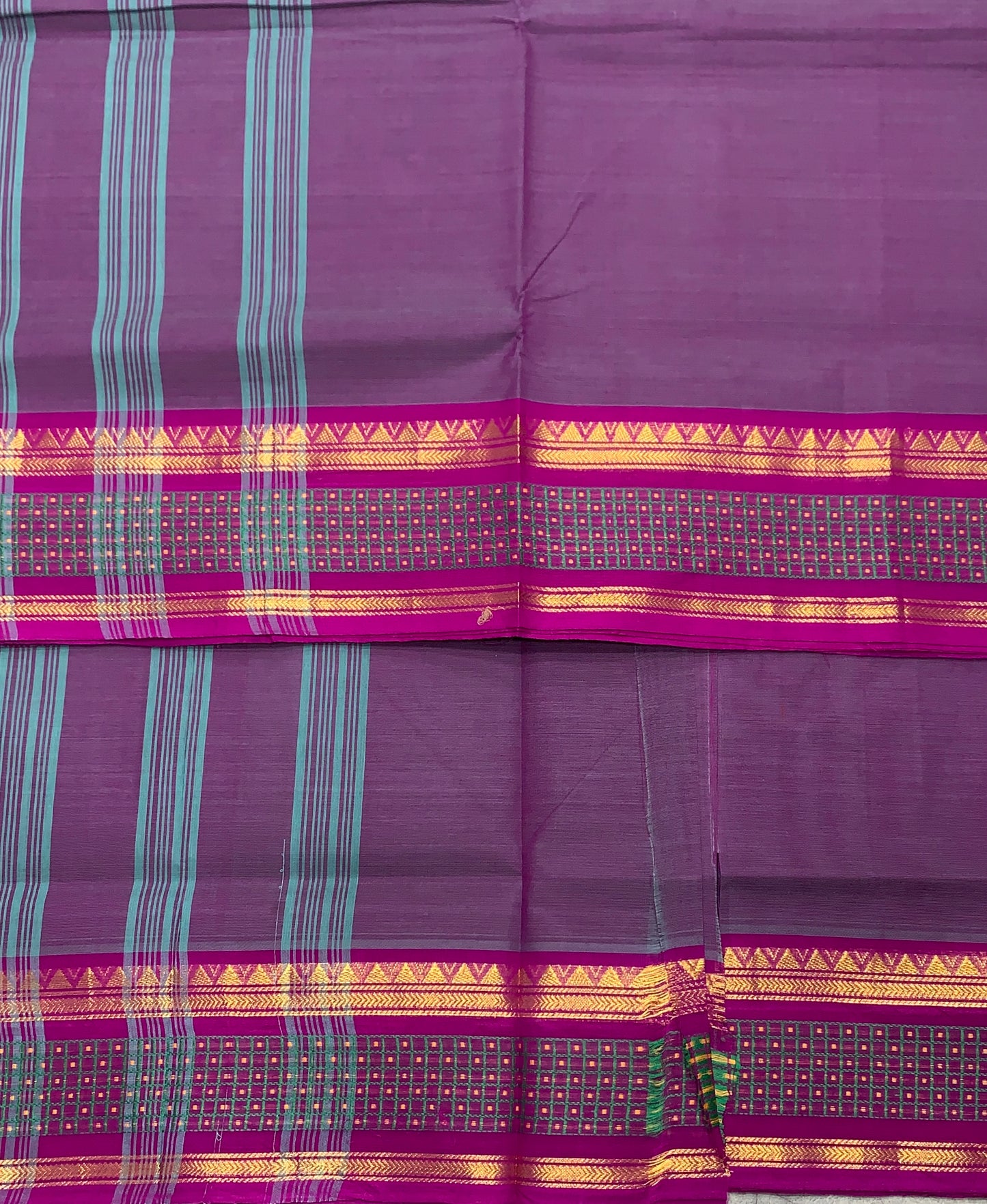 Chettinad Cotton Saree Purple Shade with Magenta Colour Border