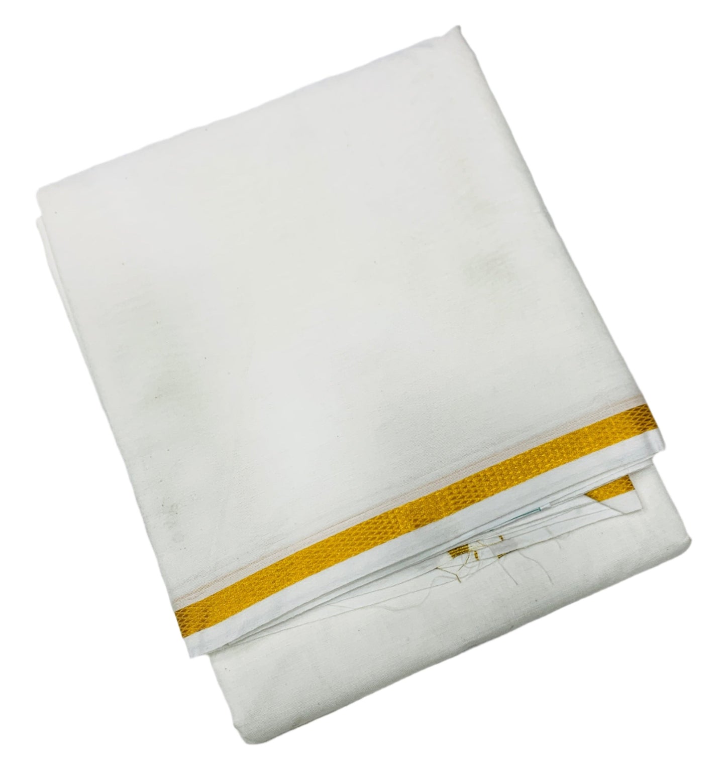 10X6 Cotton Dhoti White Colour with Golden Border