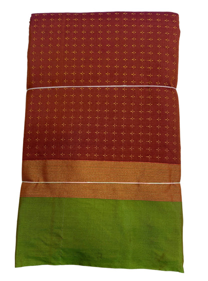 Arani Silk Saree Maroon Colour with Light Green and Golden Border