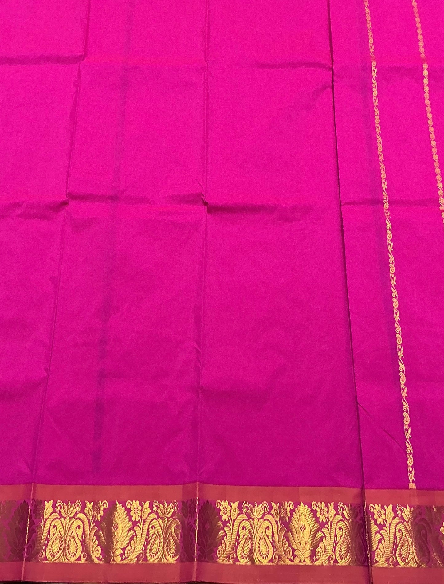 Pink Shade Semi silk Kids Pattu Pavadai with Contrast border for age 5 to 10