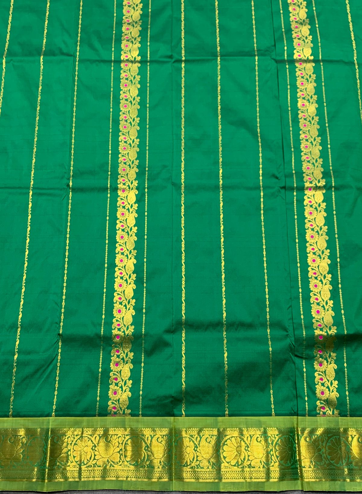 Light Green shade Semi Silk Kids Pattu Pavadai with Contrast border for age above 10 years