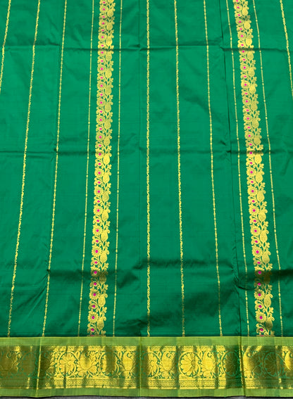 Light Green shade Semi Silk Kids Pattu Pavadai with Contrast border for age above 10 years