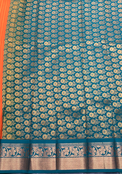 Vegan Silk Saree Mango Yellow Colour Saree with Green Colour Contrast Border