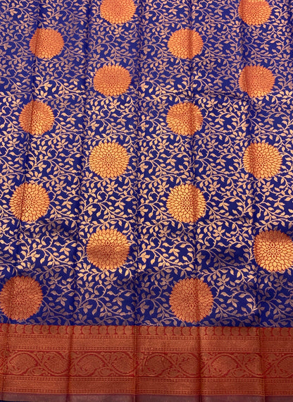 Navy Blue Colour Art Silk Saree Colour with Maroon Border