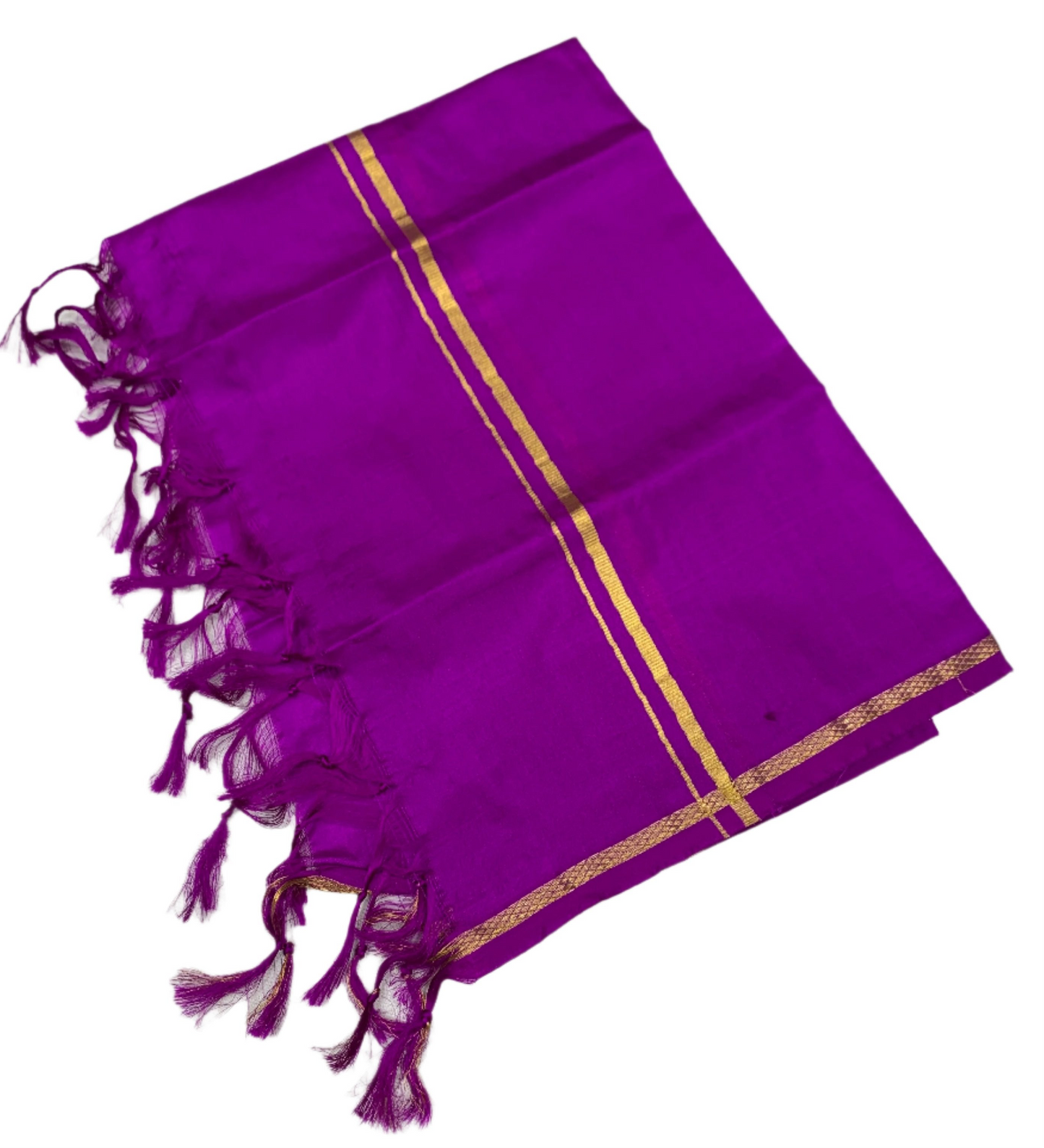 Silk Pooja Towel  Magenta Colour