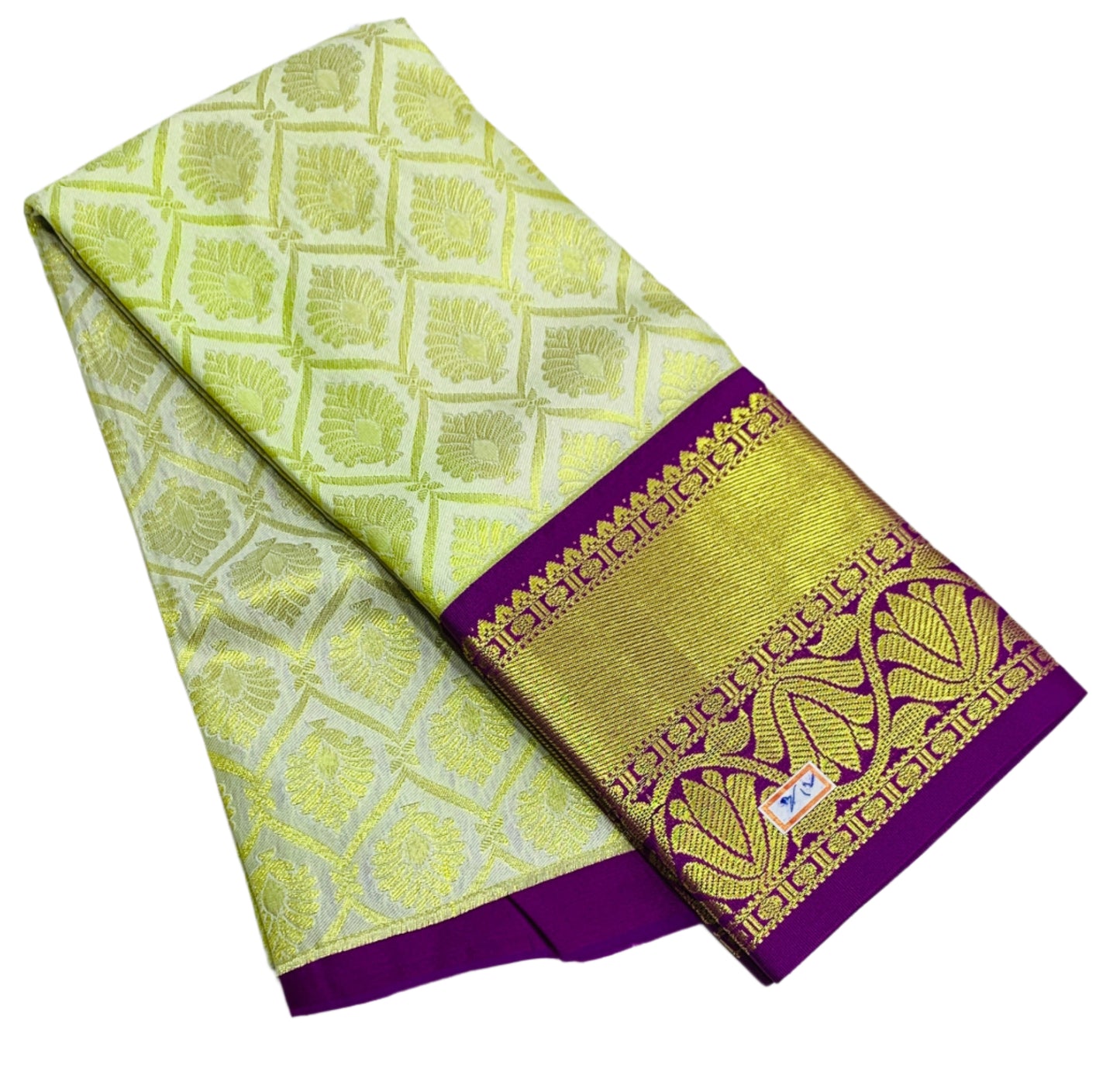 Ivory Shade Vegan Silk Kids Pattu Pavadai with Contrast Border for age 2 to 5