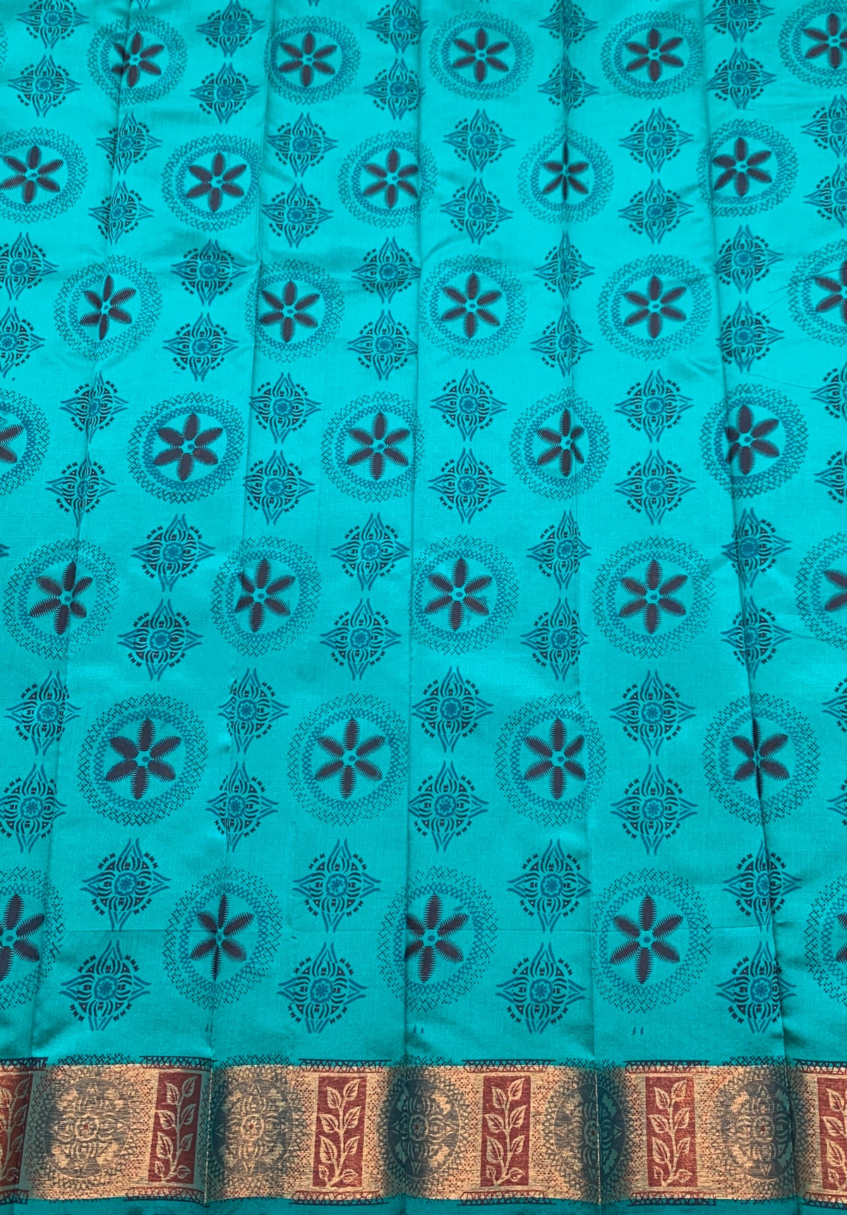 Fancy Cotton Saree Rama Green Colour with Copper Border