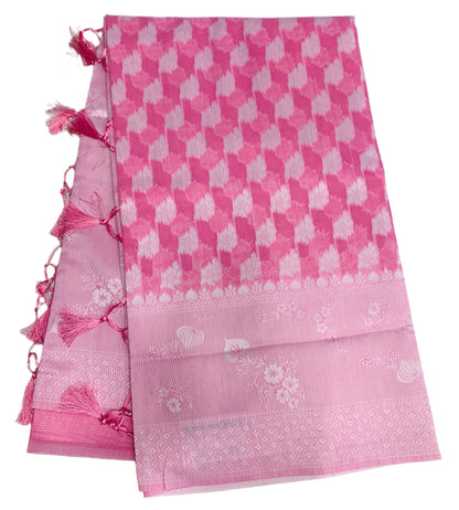 Banaras Katan Saree Baby Pink Colour with Katan Work Border